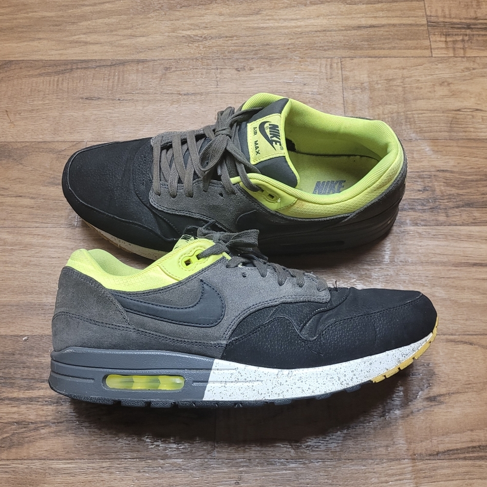Nike Air Max 1 Split Black Volt Sz 11.5 - Picture 2 of 9